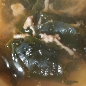 韓国風☆　牛挽肉入り「わかめスープ」
